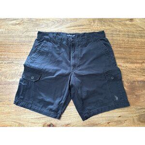 US Polo Assn Shorts Mens 38 Black Cargo Flat Front Casual Embroidered Logo